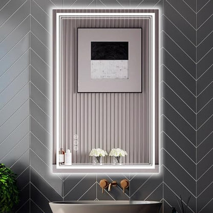 Ratsamee 24"x36" LED Bathroom Mirror with Lights, Backlit + Front Lit