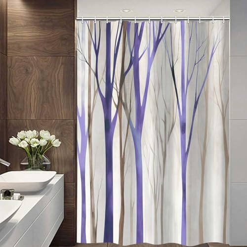 Birch Forest Abstract Shower Curtain Farmhouse Bathroom Decor 47X64 Inch