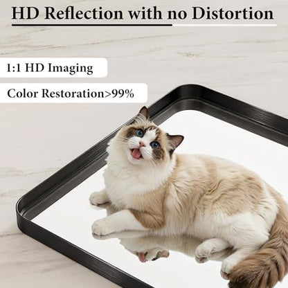 50x30 Inch Black Metal Framed Bathroom Mirror for Wall, HD Tempered Glass