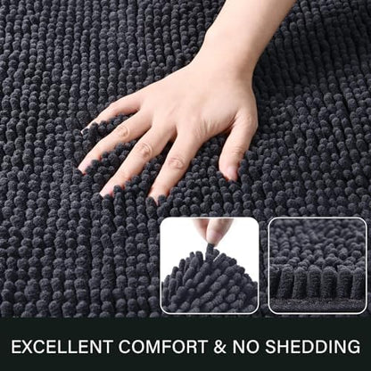 LOCHAS Luxury Bathroom Rug Shaggy Bath Mat 20 x 32 Inch, Dark Grey