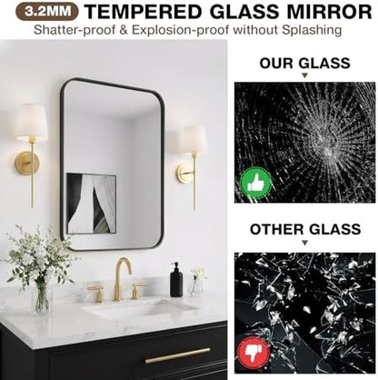 30"x36" Bathroom Mirrors for Over Sink, Matte Black Rectangle Vanity Mirror