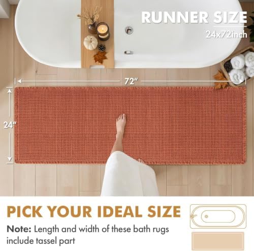 MIULEE Fall Orange Set of 2 Waffle Bathroom Runner Rugs 2'x6'(24"x72")