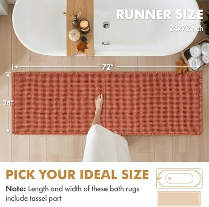 MIULEE Fall Orange Set of 2 Waffle Bathroom Runner Rugs 2'x6'(24"x72")
