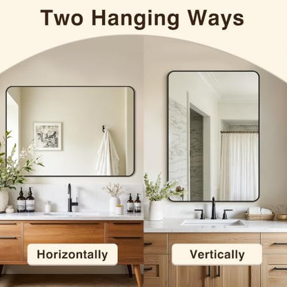 Vanity Bathroom Mirror, 40”x28” Black Bathroom Mirror for Over Sink