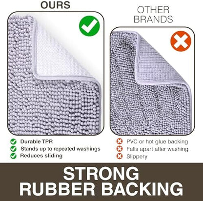 Neater Home Plush Bathroom Rugs 36x24 Thick Chenille Quick Dry Microfiber Absorbent Bath Mat, Soft Bath Rugs, Machine Washable Bathroom Floor Mat for Tub Shower Sink, Home Decor Accessories, Gray