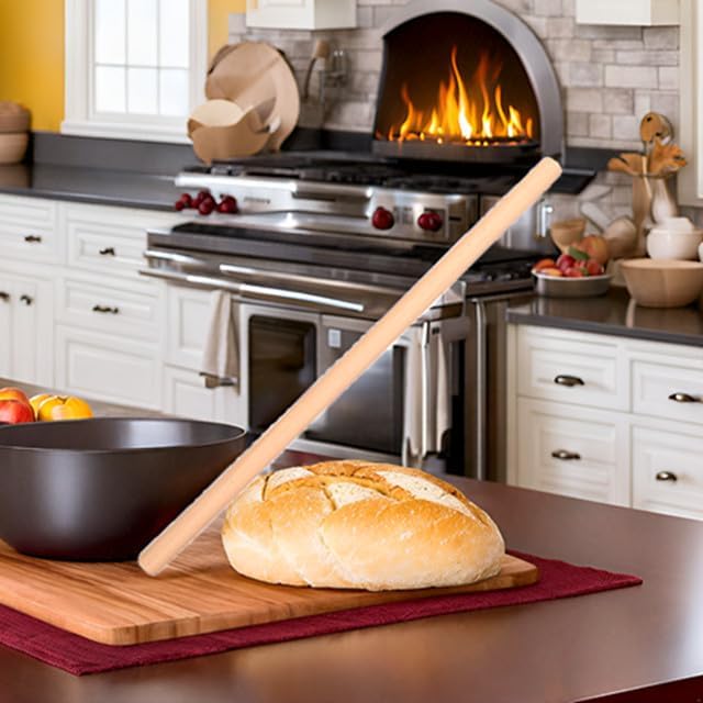 Long Rolling Pin， Baking Dough Roller for Pizza, Pie, Pasta, Bread, Pastry,Noodles(31.1×1.38inch/79×3.5cm)