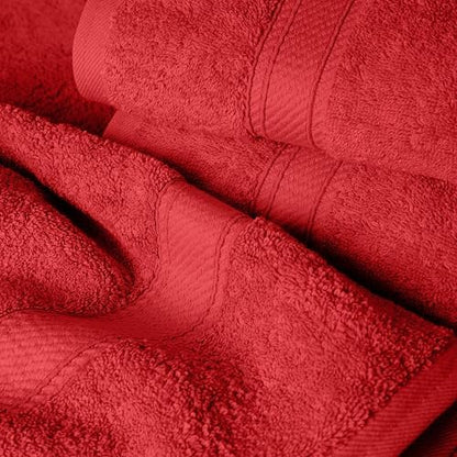 SUPERIOR Egyptian Cotton Ultra Plush & Absorbent, 12 Piece Set, Red
