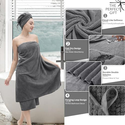 Grey Hand Towels Set 2 Pack-16“x31”,Ultra Soft Microfibers Bathroom Towel Set Highly Absorbent Quick Dry Luxury Premium Towel Lightweight Durable Hand Towel Collection for Hotel Spa Gym Kitchen