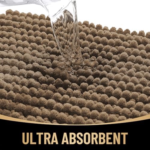 OLANLY Thick Chenille Bathroom Rugs 36x24, Soft Absorbent Bath Mat, Tan