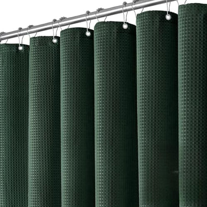 Dynamene Long Waffle Shower Curtain 256 GSM Heavy Fabric 72x78 Dark Green
