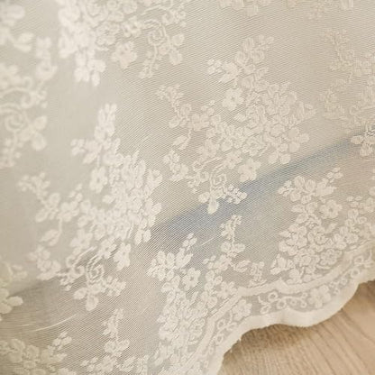 Ivory Extra Wide Shower Curtain 102x84, French Lace with Attached Valance
