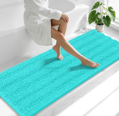 Smiry Thick Chenille Bathroom Runner Rugs 70x24, Absorbent Bath Mat, Teal