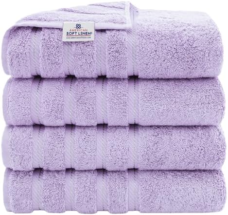 American Soft Linen 100% Cotton Luxury Turkish Towels, 4 PC Bath Towel Set