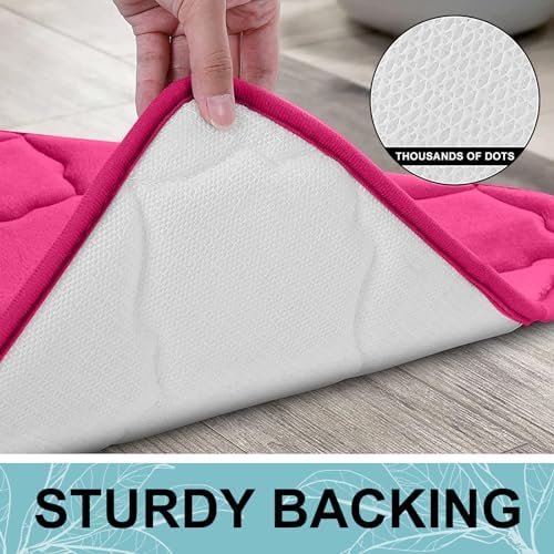 OLANLY Memory Foam Bath Mat Rug 30x20, Ultra Soft Bathroom Rugs, Deep Pink