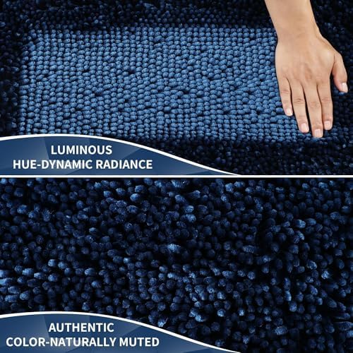 Yimobra Long Bathroom Rugs Runner 70x24 Inch, Extra Thick Soft Absorbent Chenille Bath Mat, Non Slip Machine Washable, Quick Dry Bath Rugs for Bathroom Floor, Tub and Shower, Blue