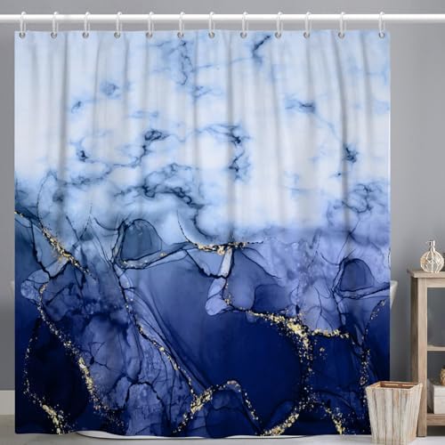 Navy Blue Extra Long Waterproof Shower Curtain 72x96 inches
