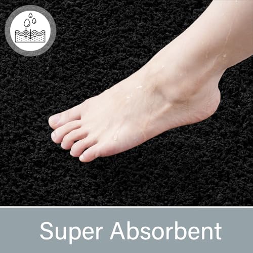 LOCHAS Bathroom Rug Runner 24x54 Inch, Bath Rugs Non Slip, Black