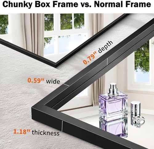 CIRCUMI 14"x16" Brushed Black Bathroom Mirror, Rectangular Vanity Mirror