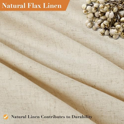 Nanspring Linen Shower Curtain for Bathroom 72x72 Inch 1 Panel Beige Color