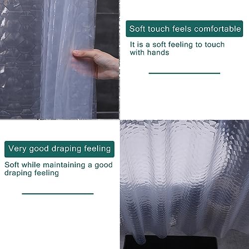 Clear Shower Curtain Liner, 100% Waterproof EVA 3D Shower Curtains with 3 Duty Heavy Bottom Magnets and 12 Rust Proof Grommets, 72x72 Weighted Shower Liner for Shower Stall, Bathtubs