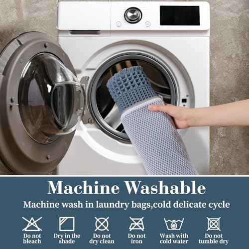 RESARE Waffle Bath Mat for Bathroom, Non Slip Bathroom Rugs 24"x36" Blue