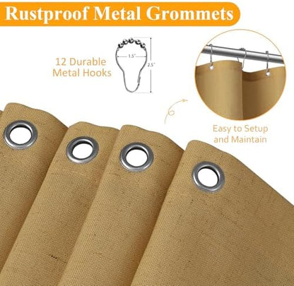 Naturoom Linen Shower Curtain 78 Inch Long for Bathroom Gold 1 Panel