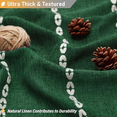 BTTN Emerald Green Boho Farmhouse Linen Heavy Duty Shower Curtain, 72x72