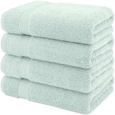 American Veteran Towel, 100% Cotton Turkish Bath Towels for Bathroom 4 Pack, 27x54 Extra Large Premium Soft Drying Bathroom Towels, Mint