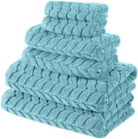 BAGNO MILANO Turkish Cotton Bath Towels, Hand Towels - Soft Plush Jacquard Collection Luxury Towels Set (Aqua Green, Bath Sheet 35x70)