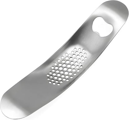 Garlic Press, Stainless Steel Garlic Mincer with Bottle Opener - Garlic Rocker Mincer Press Dishwasher Safe Compact & Durable Tool for Home Cooking
