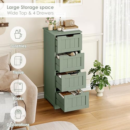 FOTOSOK Bathroom Storage Cabinet Set of 2, Bathroom Cabinet with 4 Drawers