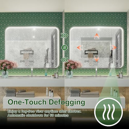40"x30" Silver LED Bathroom Mirror,Adjust 3000K/4500K/6000K Light