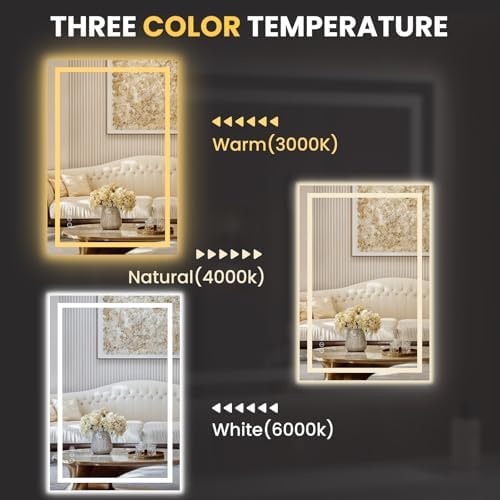 LOAAO 20"X30" LED Bathroom Mirror with Lights, UL Listed