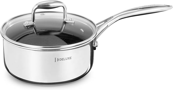 DELUXE Hybrid Ceramic Nonstick 2-Quart Saucepan, Stay-Cool Handle, Dishwasher Oven Safe, Induction Ready, PFOA Free Compatible with All Cooktops for Home Daily Cooking,Breakfast Oatmeal