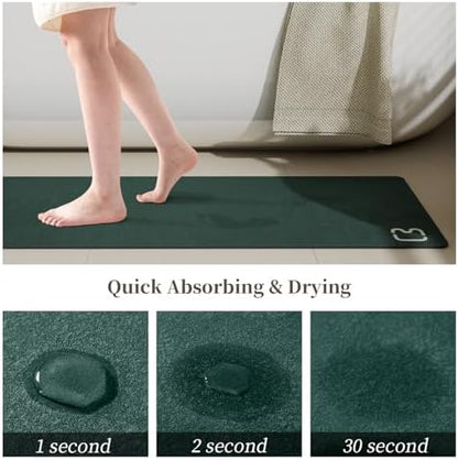 Dark Green Long Bathroom Rugs Large Stone Bath Mat for Bathroom,15.7"x47.2"