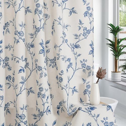 MitoVilla Small Stall Cotton Floral Shower Curtain for Bathroom,54 x 72