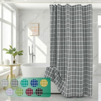 Fabric Farmhouse Shower Curtain-Modern Bathroom Shower Curtains Dark Grey