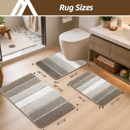 COSY HOMEER Toilet Rugs U-Shaped 24"x20", Ultra Soft Absorbent Bath Mat