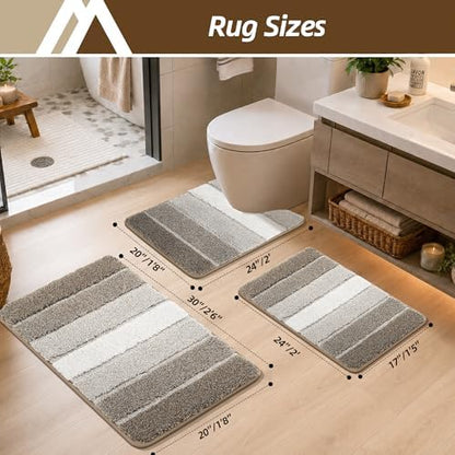 COSY HOMEER Bathroom Rugs 30x20,Ultra Soft Absorbent Bath Mat,Brown