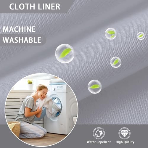 No Hook Shower Curtain Snap-in Fabric Replacement Liner Grey 71" W x 55" L
