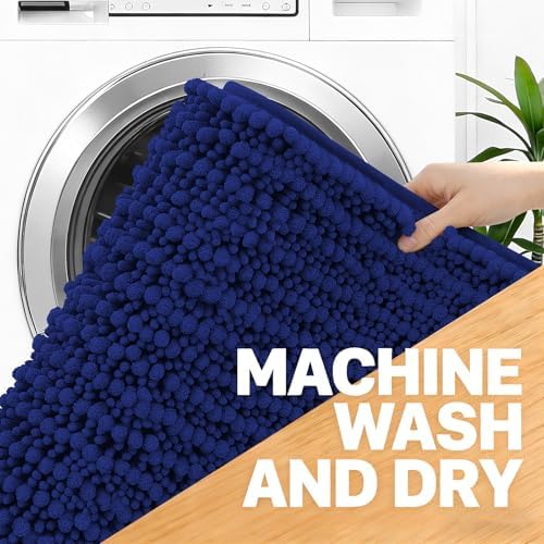 OLANLY Large Bathroom Rugs 59x35, Thick Soft Absorbent Chenille Bath Rugs