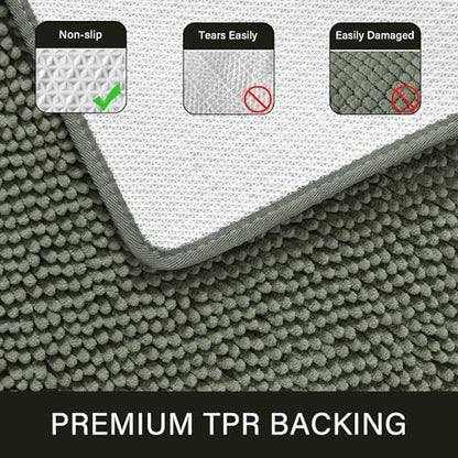 LOCHAS Luxury Bathroom Rug Shaggy Bath Mat 20 x 32 Inch, Sage Green