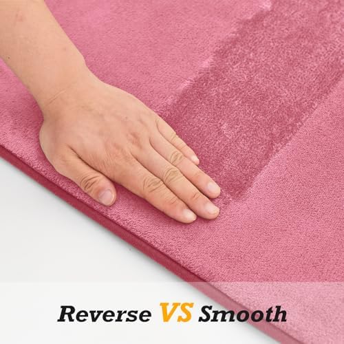 HUXMEYSON Bathroom Rugs Sets 2 Piece, Non-Slip & Quick Dry Bath Mat Set, Ultra Soft Velvet Bath Rugs for Bathroom, Toilet and Shower Floor, Pink