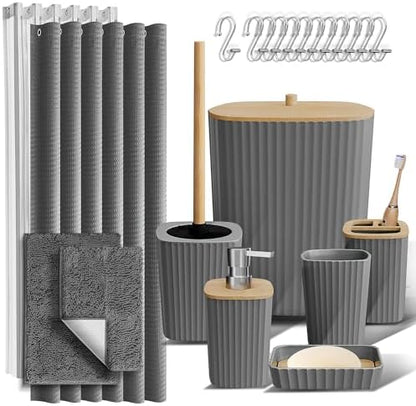 Clara Clark Bathroom Set, Bathroom Sets with Shower Curtain and Rugs