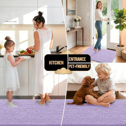 OLANLY Thick Chenille Small Bathroom Rugs Mats 24x16, Lavender