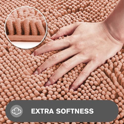Bathroom Rugs 30 x 50 Inch – Extra Large Bath Mat | Absorbent and Washable Thick Chenille Bath Rugs Non-Slip Runner Rug for Bathroom, Shower, Tub(Dusty Pink)
