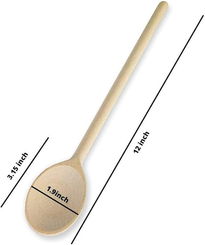 Mr.Woodware 12 Inch Wooden Spoons for Cooking - Set of 24 Long Handle Oval Wooden Spoon for Mixing, Stirring, Tasting - Kitchen Wooden Utensils For Cooking and Crafts, Personalized Wood Burning