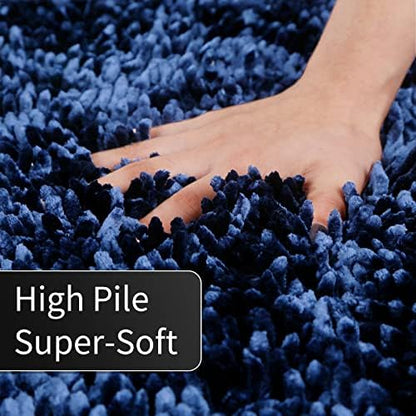 Yimobra Large Bathroom Rug Non Slip 36x24 Inch, Extra Thick Soft Absorbent Chenille Bath Mat, Machine Washable Quick Dry Bath Rugs for Bathroom Floor, Tub and Shower, Home Decor Accessories, Navy Blue