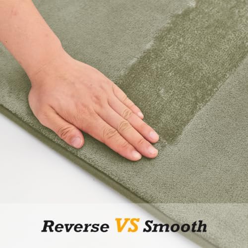 HUXMEYSON Bathroom Rugs Sets 3 Piece, Non-Slip & Quick Dry Bath Mat Set, Ultra Soft Velvet Bath Rugs for Bathroom, Toilet and Shower Floor, Olive Green