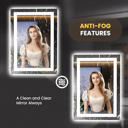LOAAO 20"X28" LED Bathroom Mirror with Lights, UL Listed